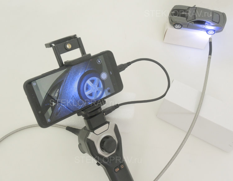 Управляемый джойстиком USB эндоскоп DELTA F-1-4мм-1м с варио-креплением под смартфон / iPad, обзор на 360гр