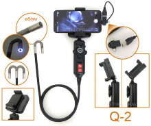 Android эндоскоп Q-2-OTG/USB-8мм-1,2м управляемый, HD flex, поворот камеры на 360гр в двух направлениях