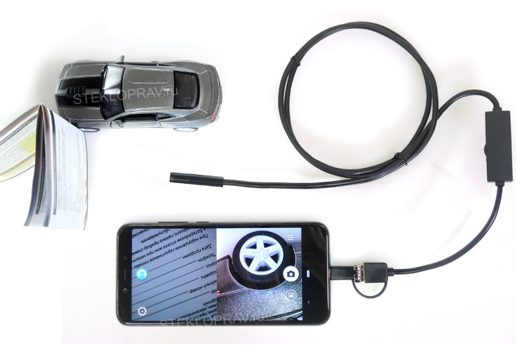 USB эндоскоп IN-101-8мм-1м-dual с разъемом "3 в 1" - microUSB, Type-C, USB